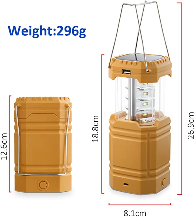 Solar Camping Hand Crank Lantern, Portable Ultra Bright LED Flashlight with Rechargeable Battery