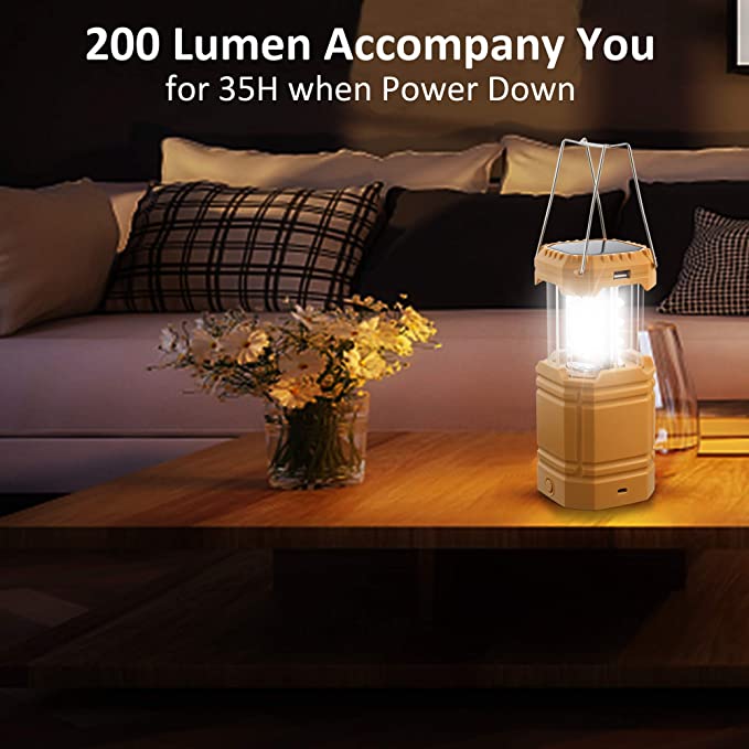 Solar Camping Hand Crank Lantern, Portable Ultra Bright LED Flashlight with Rechargeable Battery