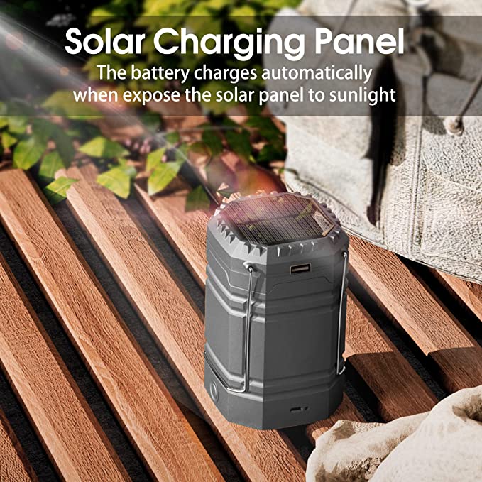 Solar Camping Hand Crank Lantern, Portable Ultra Bright LED Flashlight with Rechargeable Battery