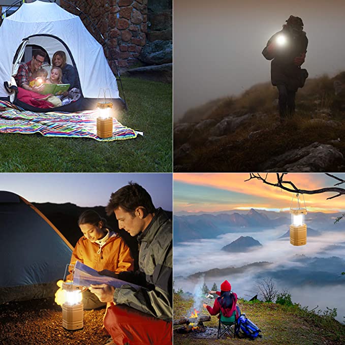 Solar Camping Hand Crank Lantern, Portable Ultra Bright LED Flashlight with Rechargeable Battery
