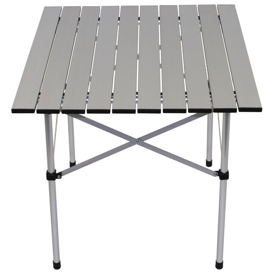 Table à roulettes de camping, aluminium, cadre pliable