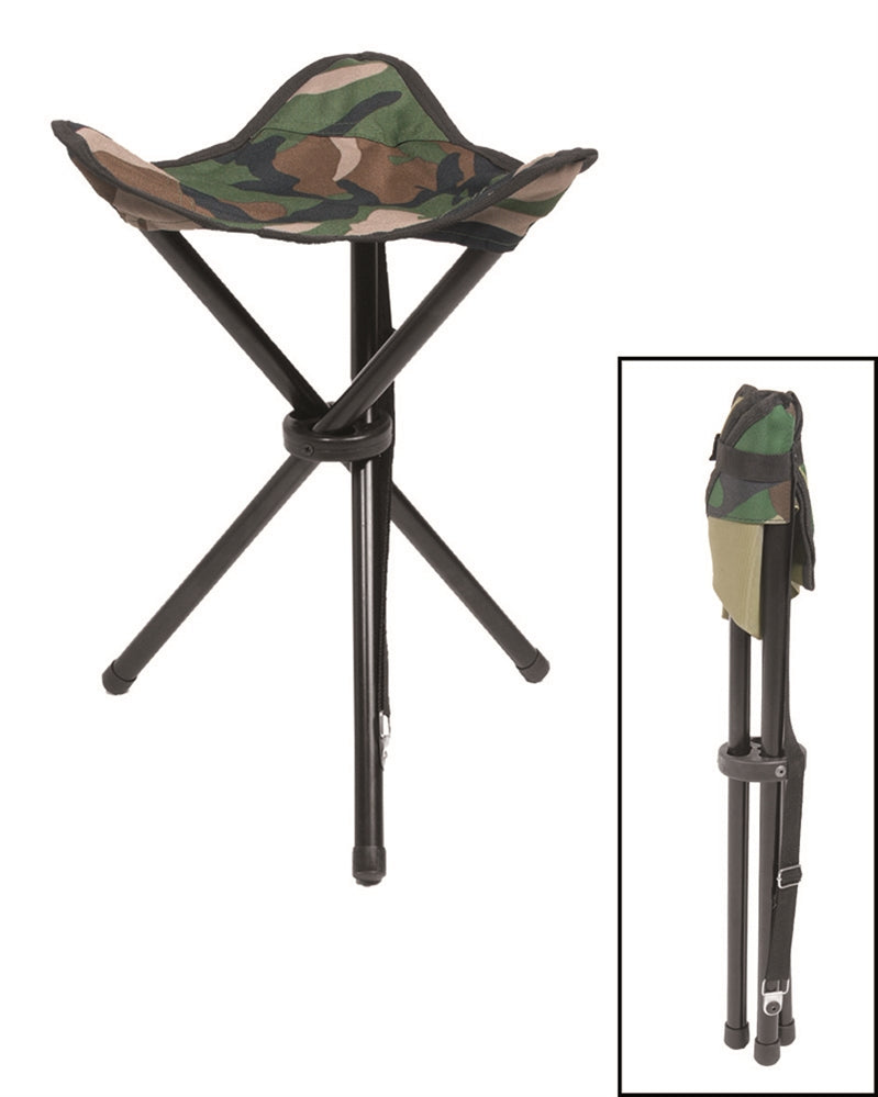 Tripod folding stool in Woodland