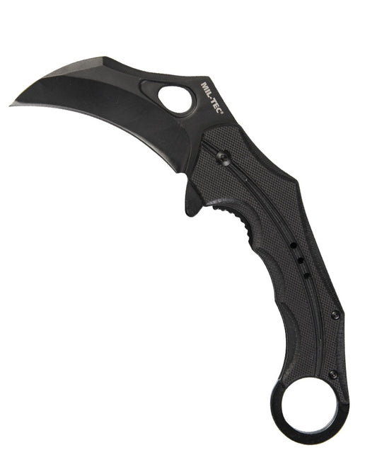 Couteau à une main Karambit G10 avec clip ceinture noir