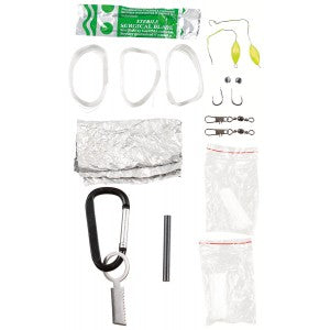 Survival set with knife and fishing kit and paracord, "Parachute Cord", olive