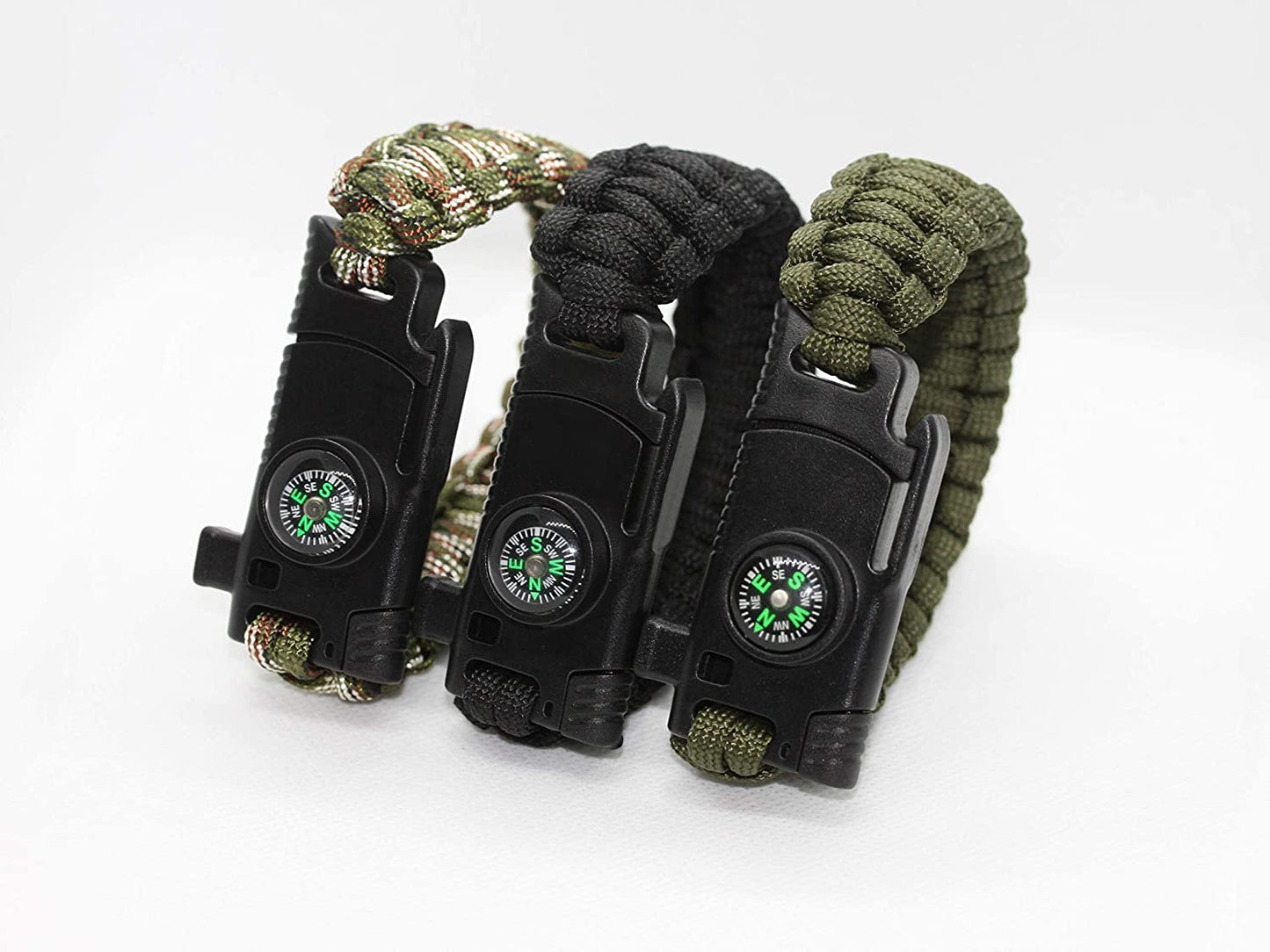 Multifunctional emergency bracelet with knife, signal whistle, compass and flint - survival bracelet - emergency bracelet - emergency orientation/emergency fire - outdoor bracelet - black