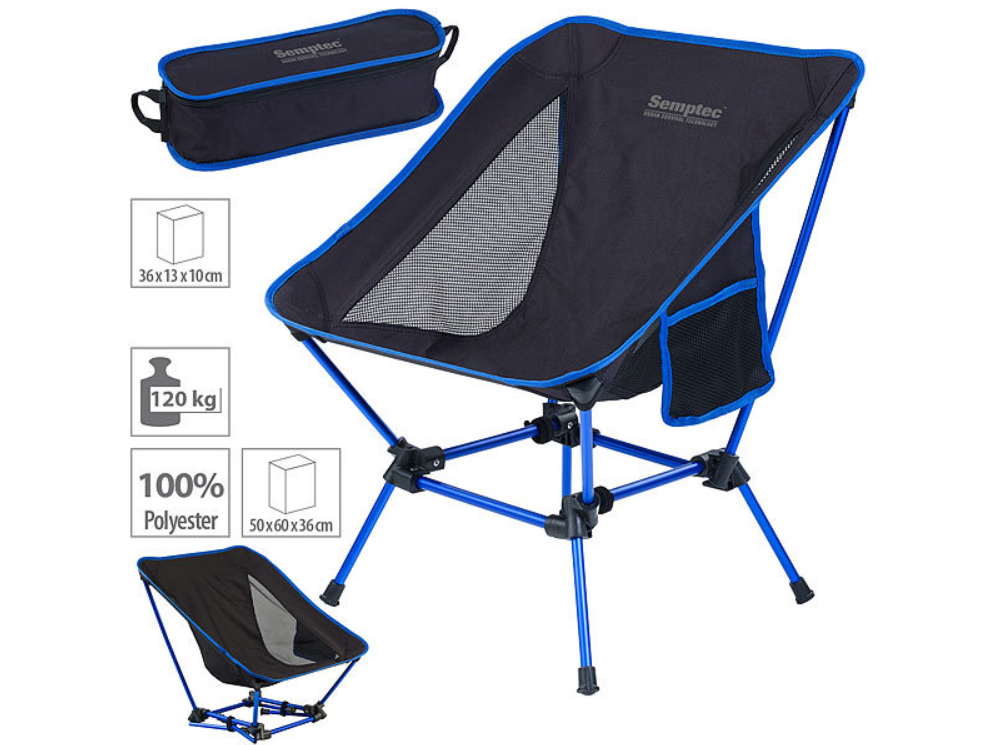 Camping chair - folding chair with 2 seat heights - light, up to 120 kg