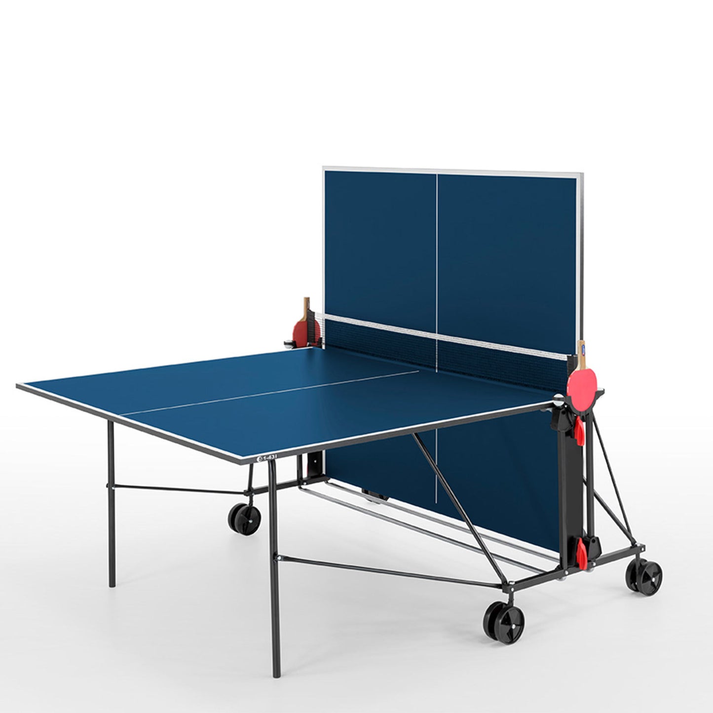 Table de ping-pong premium taille tournoi bleue avec filet, pliable 214.3010/L