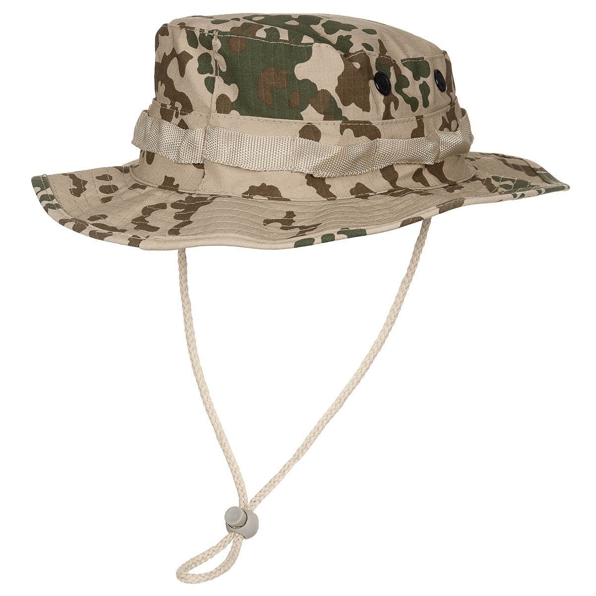 Boonie tactique - chapeau de brousse, mentonnière camouflage tropical