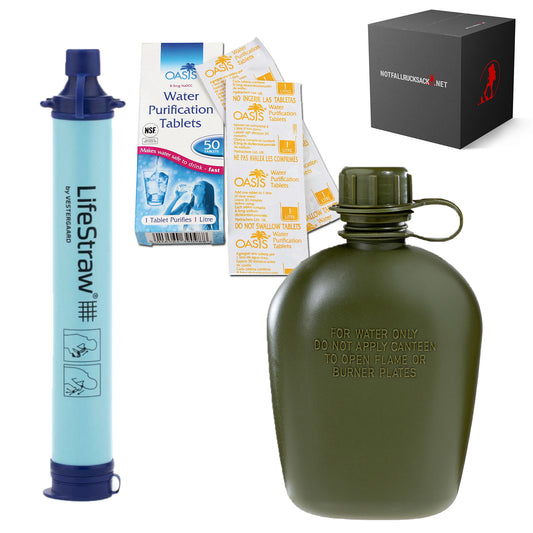Kit de nettoyage de l'eau filtre à eau avec bouteille et tablettes filtrantes pour le nettoyage de l'eau en déplacement